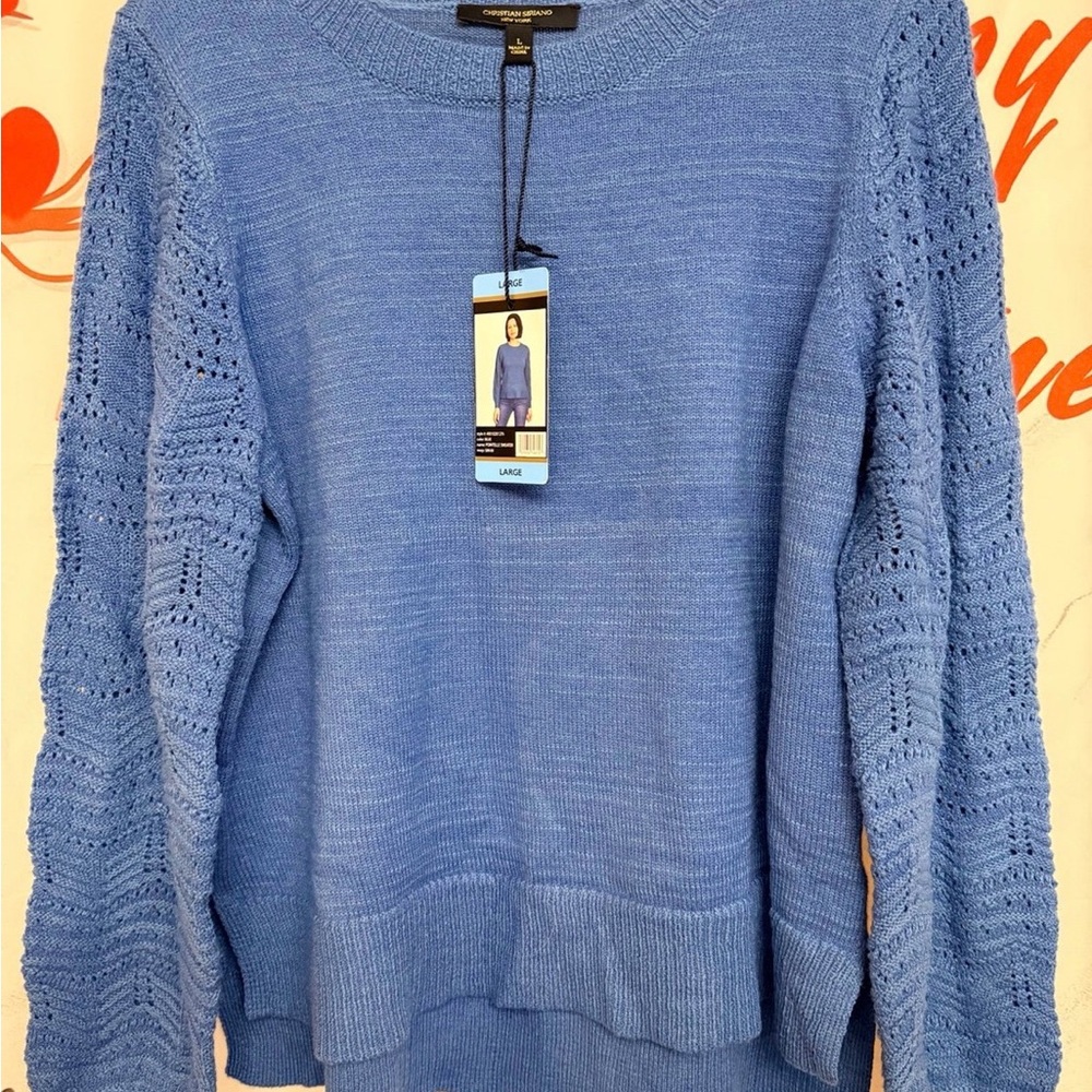 Christian Siriano Women's Blue Crew Neck Sweater